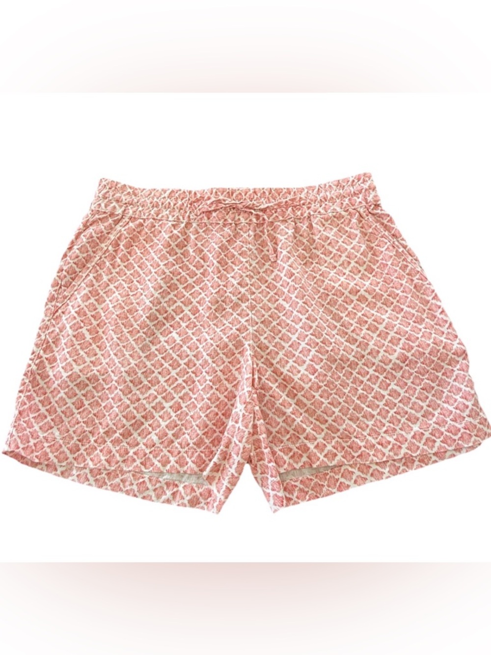 Pink Patterned Elastic Waist Shorts